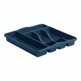 M1SS High Grade Plastic Cutlery Tray Kitchen Racks and Holders 5 Compartment Cutlery Draw for Kitchen Drawers (Navy Blue)
