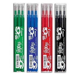 PILOT FriXion Ball Pen & Refills, 0.7 mm, 4 x Packs of 3 Refills in Black + 1 x FriXion Ball Pen in Black