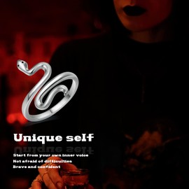 Snake Rings Cute Snake Rings Personality Snake Shape Finger Band White Gold Plated Adorable Animal Adjustable Wrap Open Rings Jewelry Gifts for Women Teen Girls. (With Dainty Rings Gifts Box) (Silver Snake Ring)