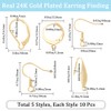 Beebeecraft 5 Styles 50Pcs Earring Hooks Set 24K Gold Plated