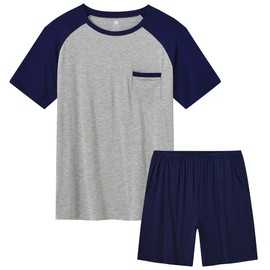 MoFiz Mens Pajama Sets Modal Comfy Sleep Suits Shorts Lounge Tops Bottom PJs Sets Lightweight Thin Cool Summer Sets Size XXL