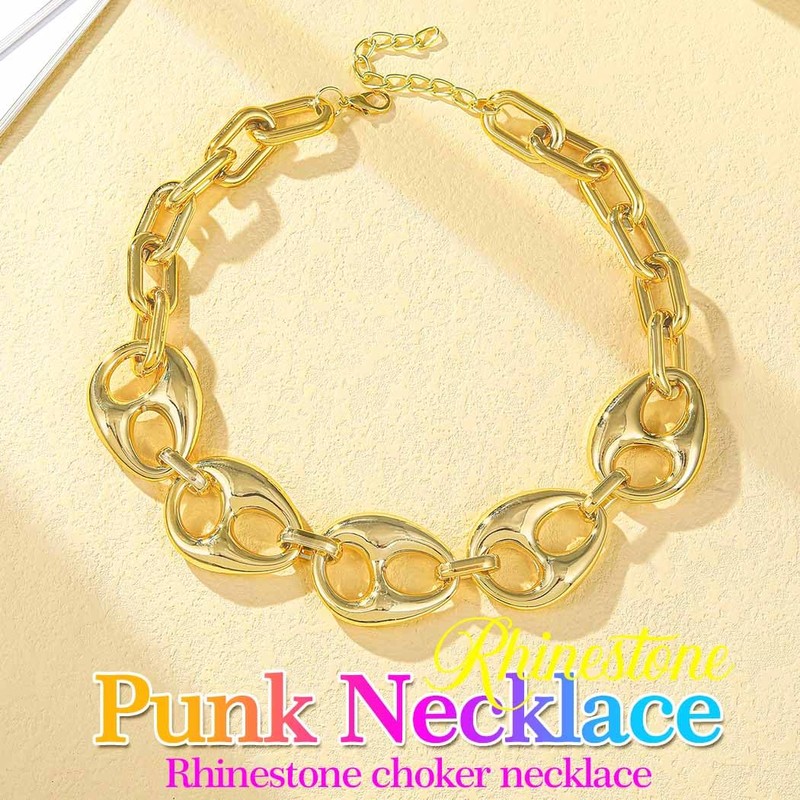Reaky Punk Necklaces Gold Chunky Necklace Pig Nose Necklaces Chains