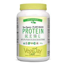 VegiDay Raw Organic Plant Based Protein 20g, unflavoured, 741g with Pea, Pumpkin, Chia, Quinoa, Spirulina & Chlorella
