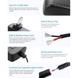 Guy-Tech 12V 2A 24W Power Supply Adapter with Car Lighter Socket, AC 100V-240V to DC 12V 2A Voltage Transformer US Wall Plug Amp Converter AC to DC Switching Power Adapter