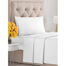 Twin XL Size 3-Piece Sheet Set - Extra Soft, Breathable & Cooling - Hotel Luxury Durable Bed Sheets for Women & Men - Deep Pockets, Easy-Fit & Wrinkle-Free - Bright White Oeko-Tex