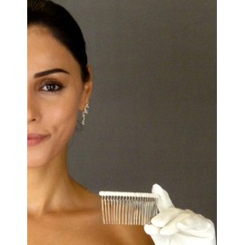 Enchanted Brides 22 Teeth Fancy DIY Tulle-Wrapped Metal Wire Hair Combs for Bridal Wedding Veil Combs(#C266CM22x3) (Champagne)