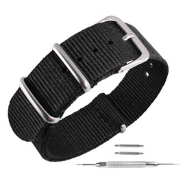 uEmoh Watch Straps, Quick Release Nylon Watch Bands for Men Women, Watch Bands of Multiple Colors & Width(16mm,18mm, 20mm, 22mm) (16mm, One-piece, Black)