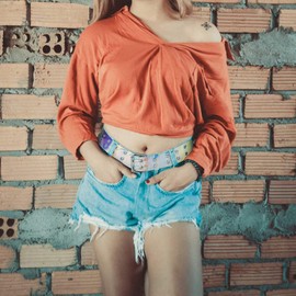 Yopolaz Double Grommet Leather Belts for Women - Y2K Belt Accessories - Punk Metal Jean Belt Wide 1.5 Inch - Double Studded Holes (Laser)