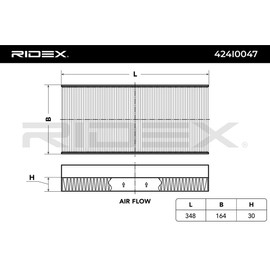 RIDEX Cabin Air Filter 424I0047 348 mm 164 mm 30 mm