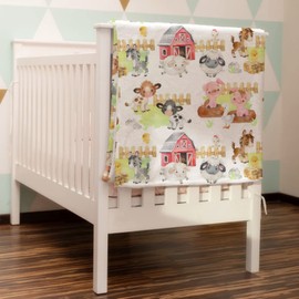 HawSkgFub Farm Life Animals Barn Baby Blanket for Boys Girls Gift Neutral, Cow Chicken Pig Sheep Flannel Fleece Nursery Bed Blankets, Soft Lightweight Newborn Toddler Infant Kid Crib Bedding 30 x 40