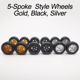 9 Set 1/64 Wheels for Trucks 1 64 Wheels Off Road Simulation Custom Rubber Tires with 3 Colors & 3 Styles Rims Suitable for Modification 1/64 Diecast Offroad Cars