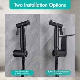 BARROCK Handheld Bidet Sprayer for Toilet, Stainless Steel Metal Made Baby Cloth Diaper Spraying Kit, Bathroom Toilet Bidet Attachment Set for Bathing Pets and Feminine Hygiene, Matte Black
