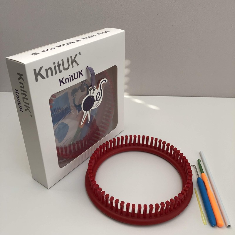 KnitUK Round Red Knitting Loom. 62 pegs Fitted (Medium Gauge