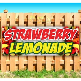 Strawberry Lemonade Banner 13 oz | Non-Fabric | Heavy-Duty Vinyl Single-Sided With Metal Grommets