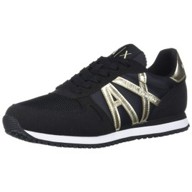 Armani Exchange Women's Retro Running Trainers, Black and Gold