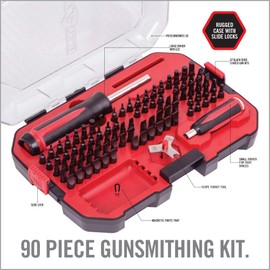 Real Avid Precision Screwdriver Set for Gunsmithing | 90 PCS Screw Driversets with LED Driver, Hex, Phillips & Torx Bit Set | Tool Kit Includes Magnetic Bit Driver, Turret Tool, Multibit Set & Case