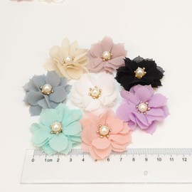 Libiline 16PCS Large 5CM(2") Chiffon Ribbon Flowers Bows Appliques Wedding Craft