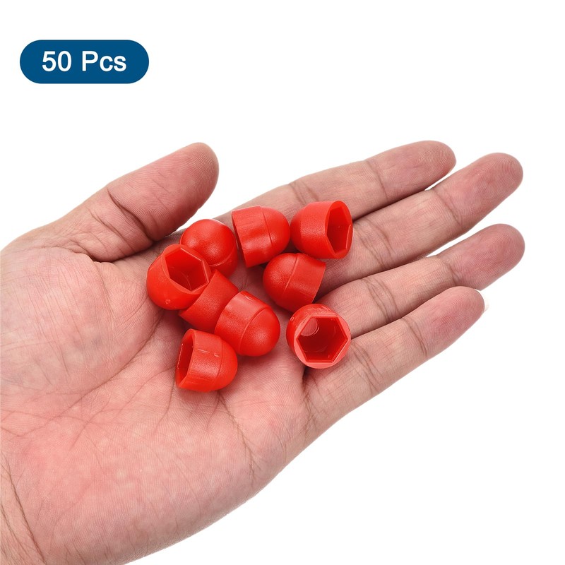 QUARKZMAN Pack of 50 Hex Nut Covers, M8 Red Plastic