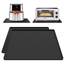 Silicone Heat Resistant Mat For Air Fryer,17.7''x15''Heat Resistant Mats for Countertop Protector,Silicone Air Fryer Mat Compatible with Ninja,Cosori,Chefman,etc-Black 2 Pcs