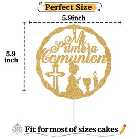 Decoración para tartas Mi Primera Comunión con purpurina dorada, Haven Sent/Ho Baby/Nuestro Bautizo, suministros para decoración de fiesta de recién nacidos Mi Primera Comunión/bautismo
