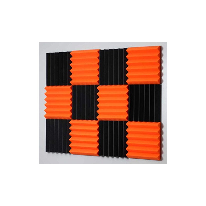 2x12x12 Orange Charcoal Acoustic Wedge Panels Soundproofing Studio Foam Tiles
