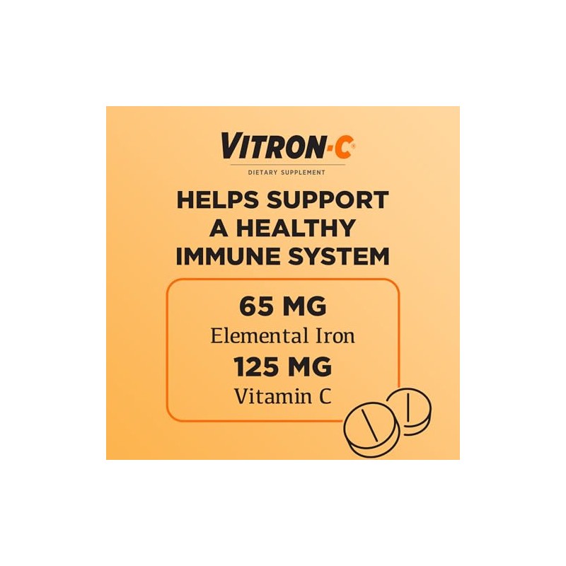 Vitron-C Iron Supplement, Immunity Support Iron Supplements with Vitamin C,