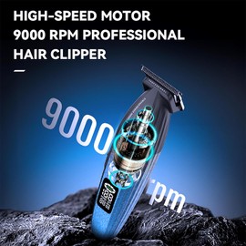 KEMEI 1669 Cortabarbas para Hombre, Cortapelos sin cable con pantalla LED, 9000 RPM cortapelos para peluquero con base de carga, cuchilla en T recubierta de DLC