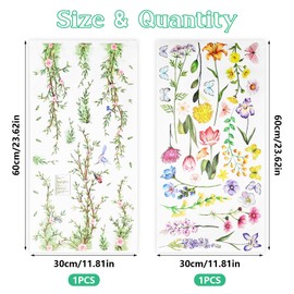 TAIHOBO 2PCS Window Stickers for Glass, Static Double Sided Glass Stickers for Windows, Visible Window Clings for Glass Windows Hanging Vine and Tulip, Anti-Collision Window Stickers to Deter Birds