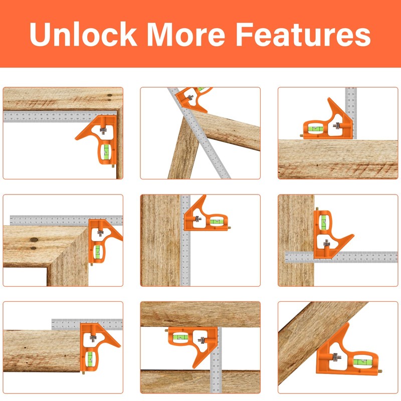 Carpenter's Square 180 mm, Combination Angle 300 mm, Multifunctional Triangle
