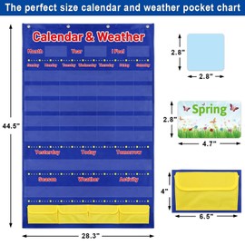 Fancy Land Calendar and Weather Pocket Chart for Kids with 112 Cards Classroom Calendar ...