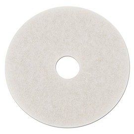 Polishing Floor Pads, 18" Diameter, White, 5/Carton