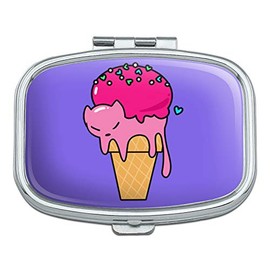 Cute Meowlting Melting Cat Ice Cream Cone Rectangle Pill Case Trinket Gift Box