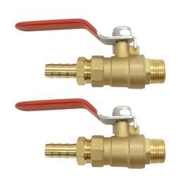 BesNPT Brass 3/8" NPT Female to 3/8" NPT Male Shut-Off Ball Valve with 3/8" Hose Barb Fittings for Water Fuel Air (Pack of 2)