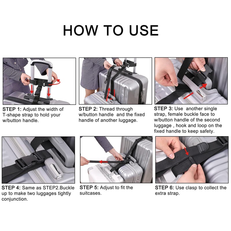 2 Pack Add a Bag Luggage Strap,Ling-Luo Adjustable Suitcase Belt