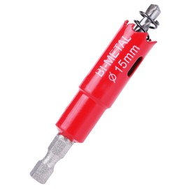 Hole Saw [For Impact Screwdriver] [Hex Shaft 0.25 inch (6.35 mm)] Bimetal Woodworking Drilling Plastic Soft Metal Compatible Electric Drill Driver (0.6 inch (15 mm)