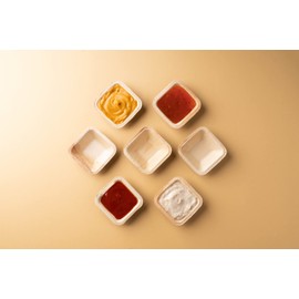 FOOGO Green 50 Disposable Mini Palm Leaf Bowls, 3" (7.5cm) Square, 50ml (1.7oz), Mini Sauce Pots, Snack Pots, Ketchup Mayo Pots, EcoFriendly Biodegradable, Like Bamboo Bowls, Wooden Bowls,Paper Bowls