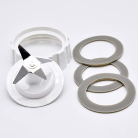 Blade Sets Replacement for Hamilton Beach Blender Blade Gasket Blender Base Bottom Cap, 3 Rubber O Ring Sealing Gaskets Replacement Mixer with Screw Cap and Rubber Gasket, Blade Gasket, Screw Cap White