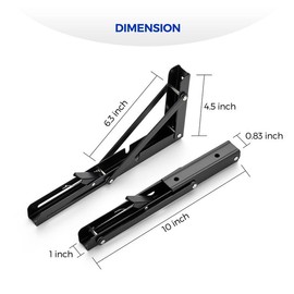 Ravinte Folding Shelf Brackets - Heavy Duty Shelf Brackets Collapsible Shelf Brackets, Folding Bracket for Table Bench, Space Saving for Bench Table 2 Pack - Size: 10 inch