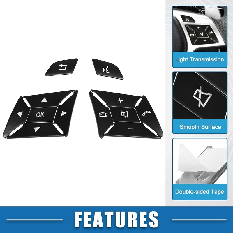 12PCS Car Steering Wheel Button Stickers Cover Interior Switch Button