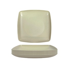 Gripebao 8.7 Inch Square Dinner Plates Set of 5, Plastic Picnic Plates Reusable, Square Dessert Snack Plates, Lunch Appetizer Salad Plates, Kitchen Dinnerware Dishes for Camping Party Grill (Beige)