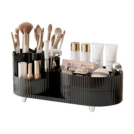 DASITON Make up Kosmetik Organizer,360° Drehbarer Make Up Pinsel Organizer,Großer Kapazität Kosmetik Aufbewahrung mit Schubladen,Schmink Organizer für Frisiertisch,Schlafzimmer,Badezimmer(Schwarz)