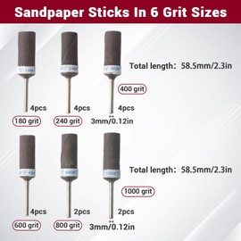 QINGYIWL Pack of 20 Sanding Attachments for Dremel, 180/240/400/600/800/1000 Grit Sanding Sleeves Set with 3 mm Shank, Sanding Sleeves for Sanding and Polishing