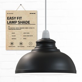 Metal Ceiling Lamp Shade 29cm Black Inner White Easy Fit Modern Pendant Light Shade for Bedroom, Hallway, Office, Kitchen