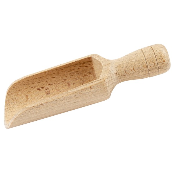 BICB Wooden Scoop (5.5 Inches) Natural Beech Wood Scoop for Flour, Bath Salt, Sugar, Cereal, Coffee and More - Multipurpose Wooden Spoon