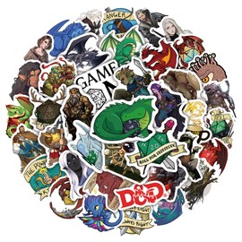 Dungeons and Dragons Stickers Pack of 50 Cartoon Game Stickers for Laptop Motorcycle Bicycle Phone Luggage Phone Skateboard Car Guitar Computer Waterproof Vinyl Graffiti Stickers for Teens Children
