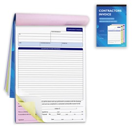 Contractor Invoice Book, 3 Part Carbonless Forms, Work Order Estimate Book with Carbon Copies, Invoice Receipt Book for Small Business, 8 x11 in,50 Sets
