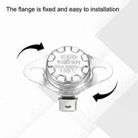 QUARKZMAN KSD301 Thermal Switch 155 °C Closed 250 V 16 A Temperature Switch Thermostat Bimetal Thermal Protection for Microwaves, Ovens, Coffee Machines, Pack of 8