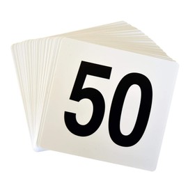 Argon Tableware 1-50 Table Number Cards - Plastic Double Sided Cards Name Table Display Signs for Weddings, Parties, Celebrations