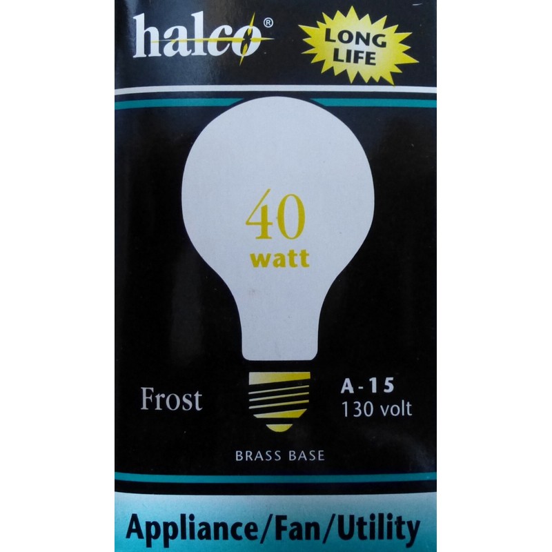 Halco 4 Pack 40 Watt A15 Frost Appliance/Fan LONG LIFE