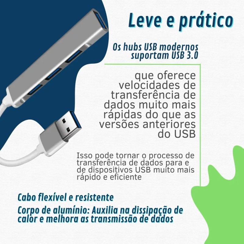 Extensor Hub Usb 3.0 De 4 Puertos Y Alta Velocidad